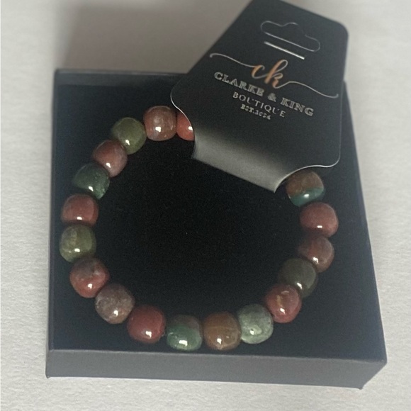 Natural Ocean Agate Rainbow Geometric Barrel Bead 10 mm - Picture 3 of 5